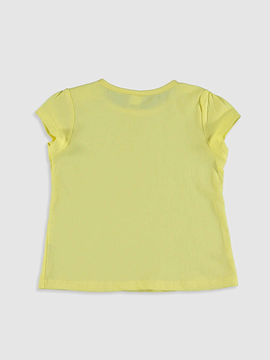 Sarı Bisiklet Yaka Kısa Kollu Basic Pamuklu Kız Bebek Tişört-4