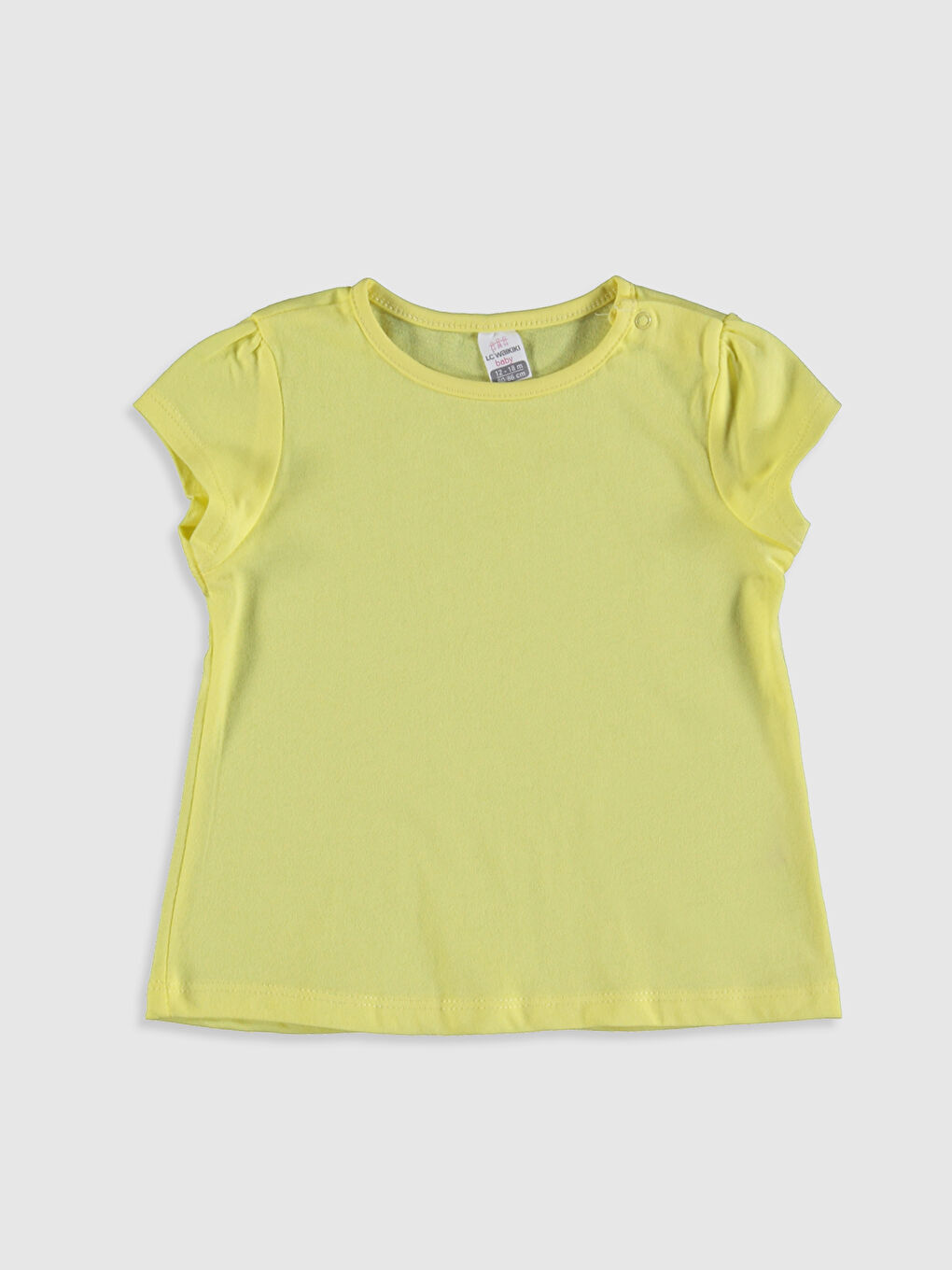 Sarı Bisiklet Yaka Kısa Kollu Basic Pamuklu Kız Bebek Tişört-2