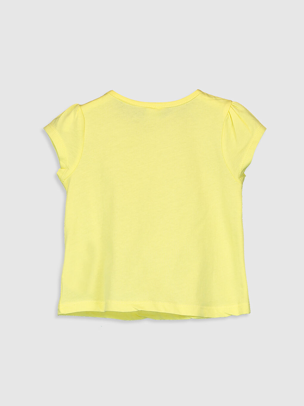 Sarı Bisiklet Yaka Kısa Kollu Basic Pamuklu Kız Bebek Tişört-1