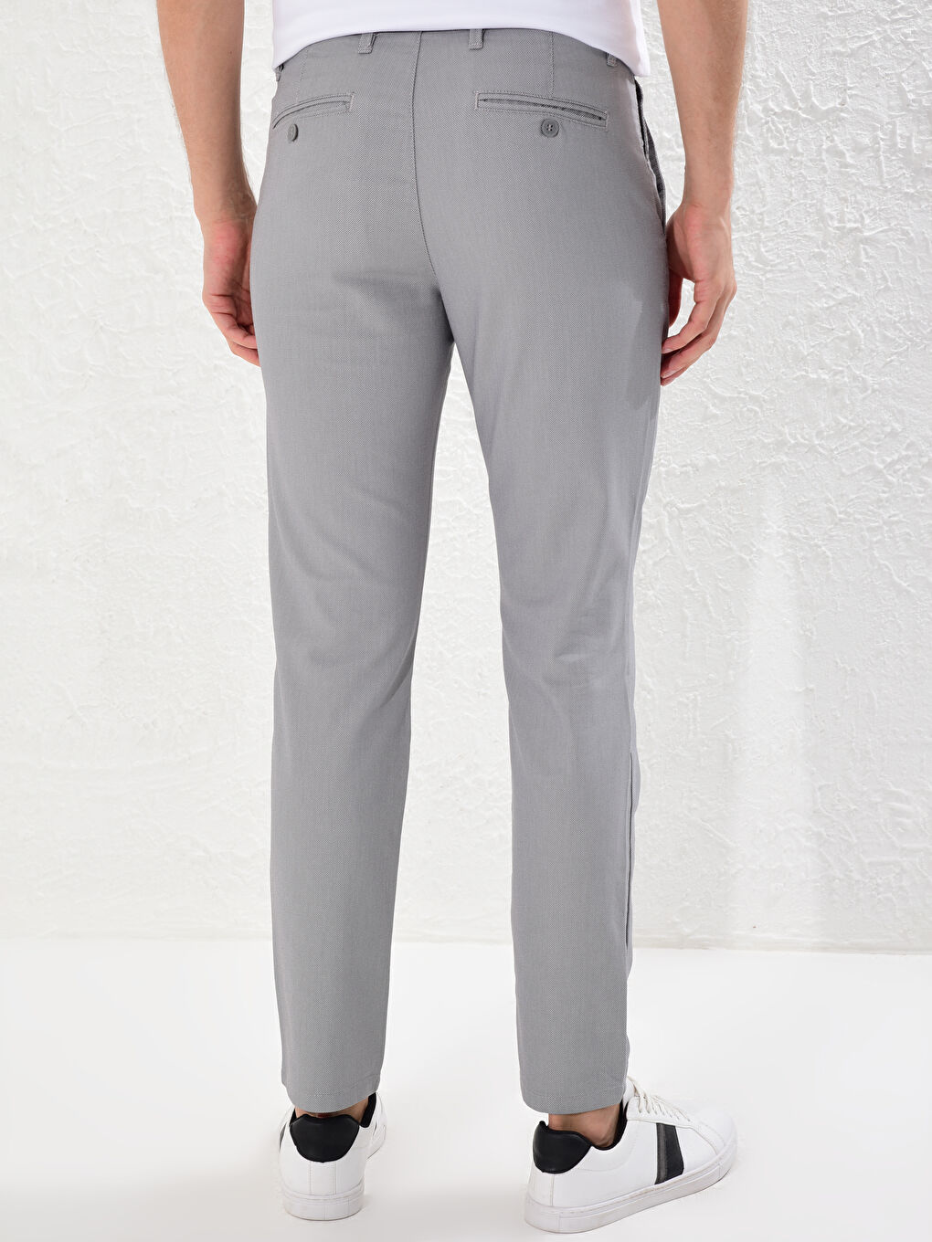 Gri Dar Kalıp Erkek Chino Pantolon-4