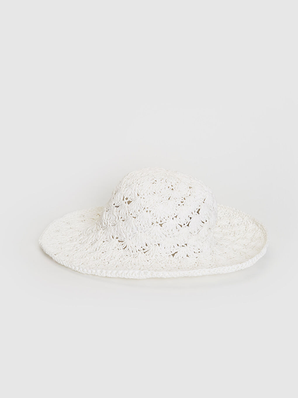 Beyaz Örgü Detaylı Kadın Hasır Fötr Şapka