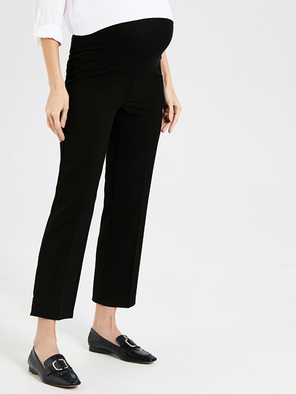 Siyah Karın Panelli Standart Fit Hamile Pantolon-3