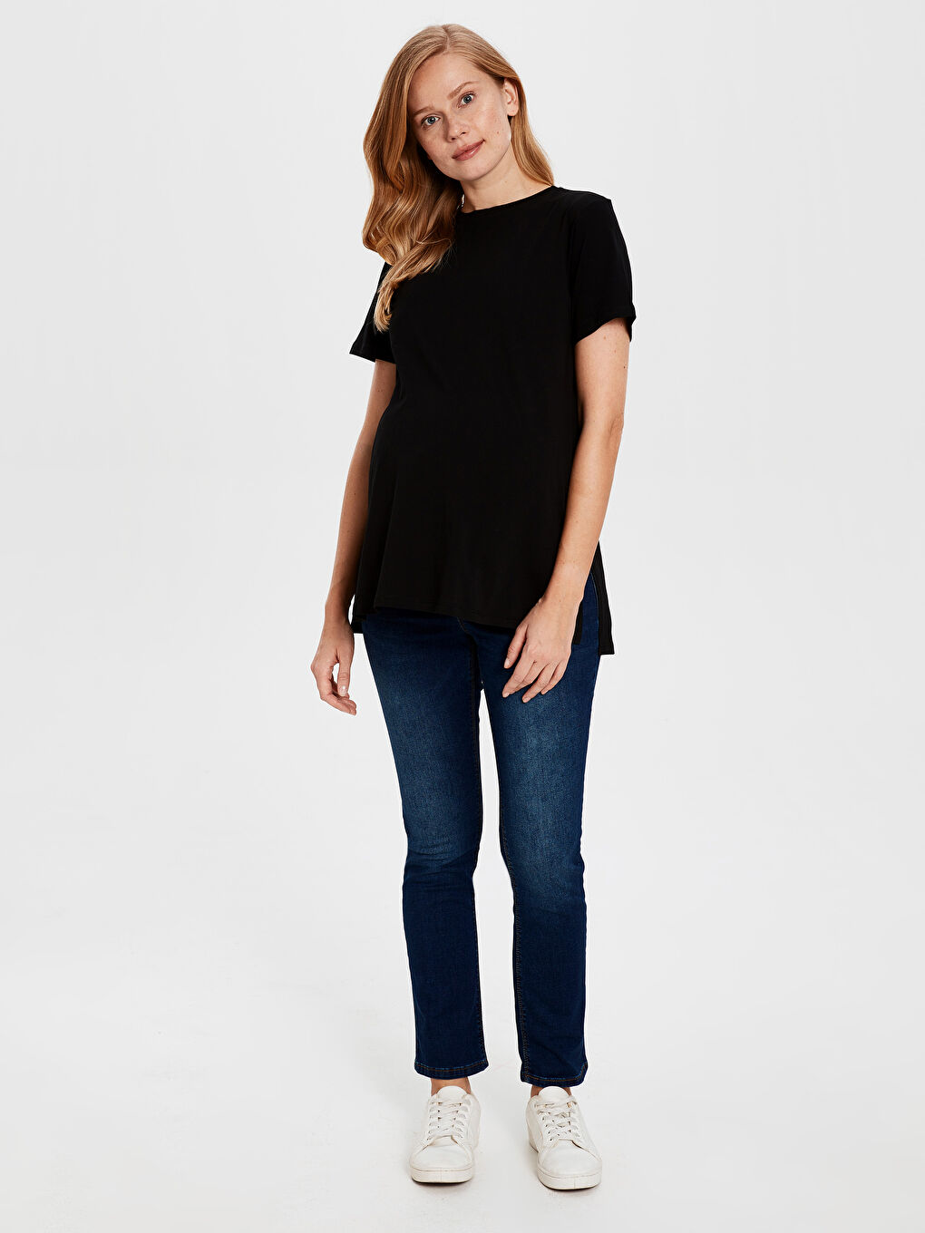 İndigo Standart Fit Hamile Jean Pantolon-1