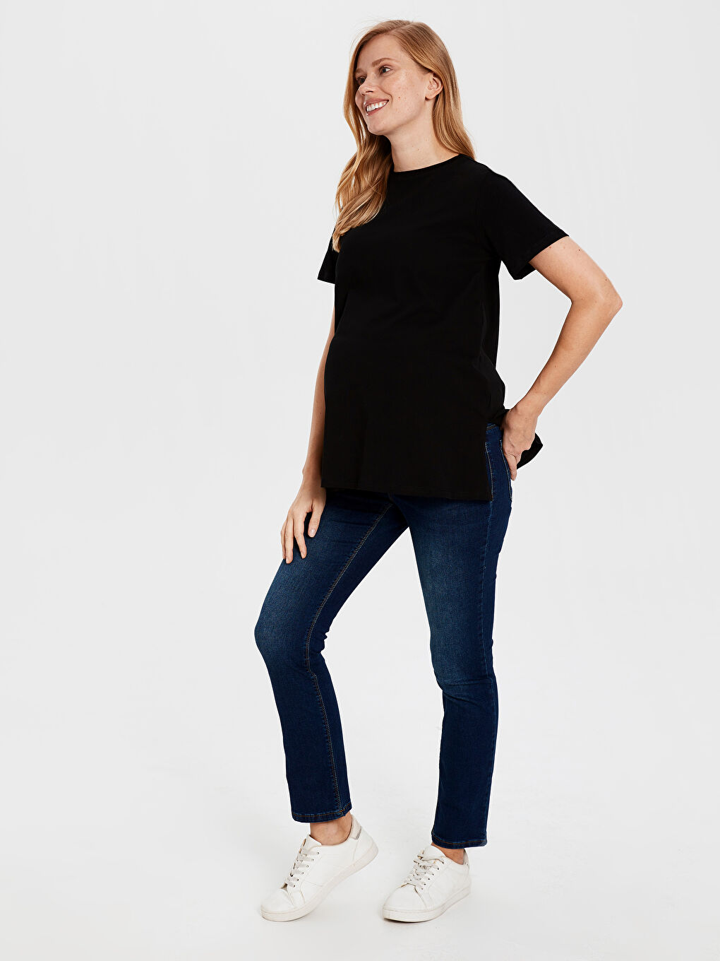 İndigo Standart Fit Hamile Jean Pantolon-2