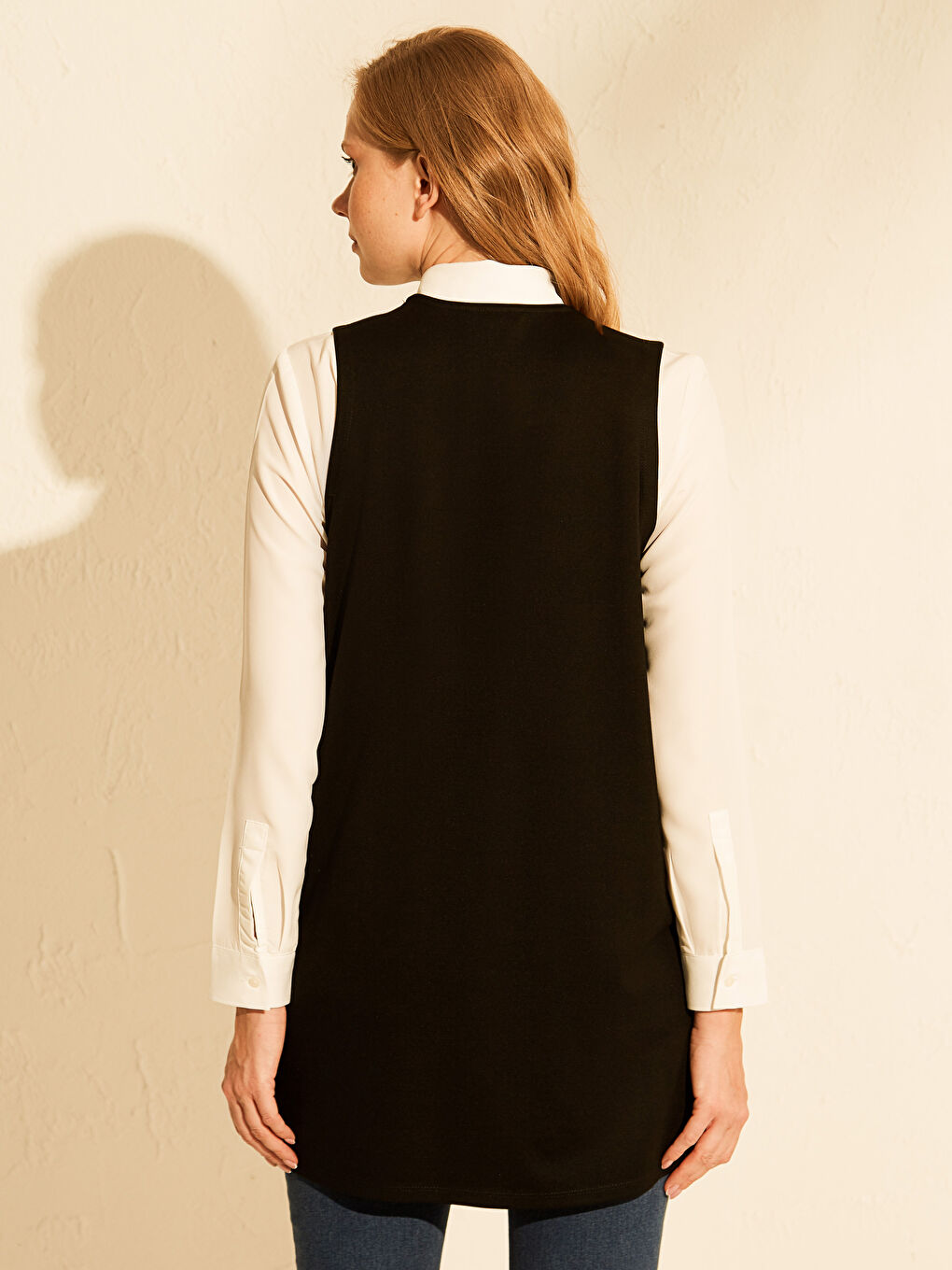 Siyah V Yaka Kadın Yelek-2