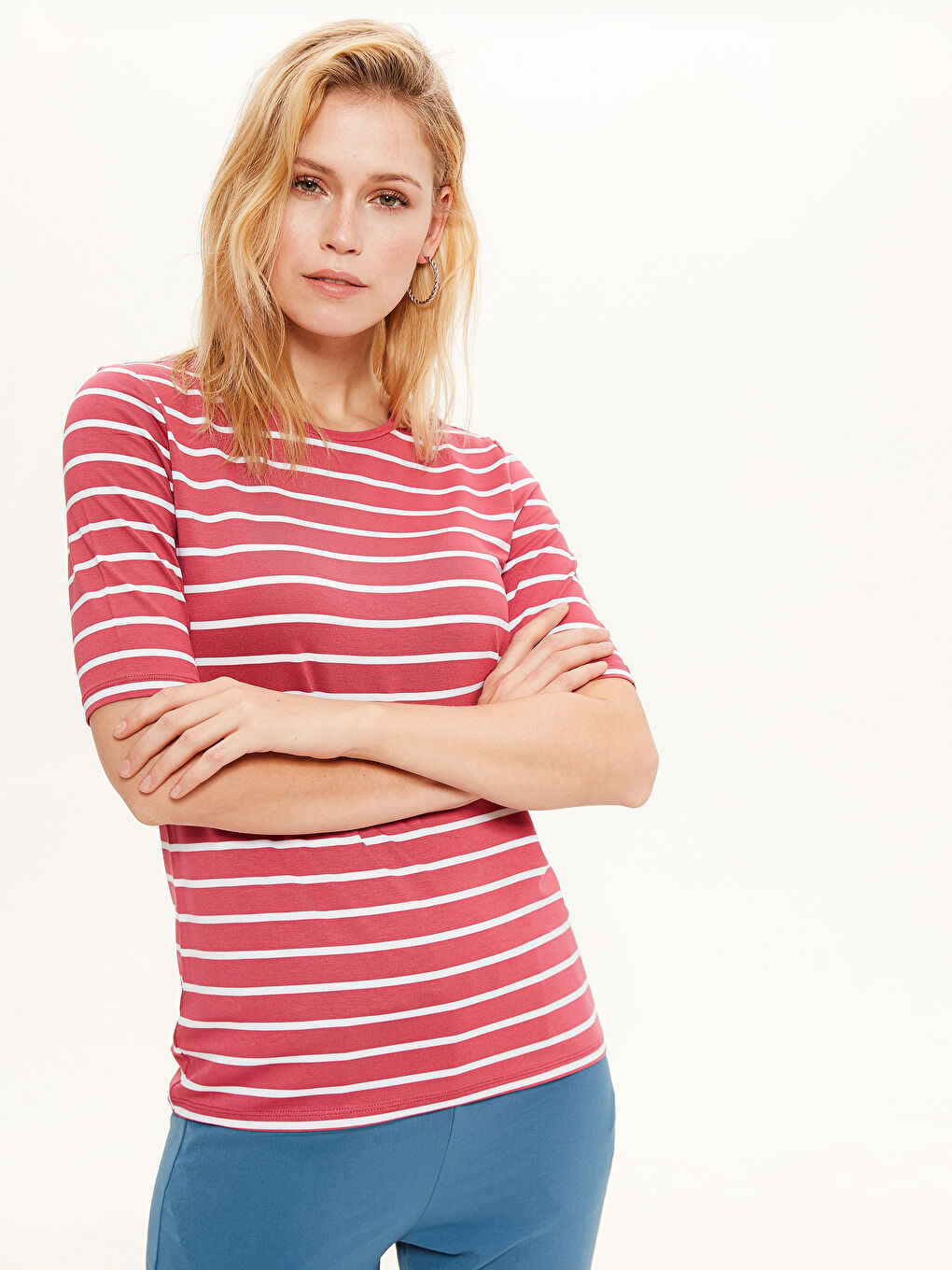 Fleksibilne Prugaste Majice Kratkih Rukava-1