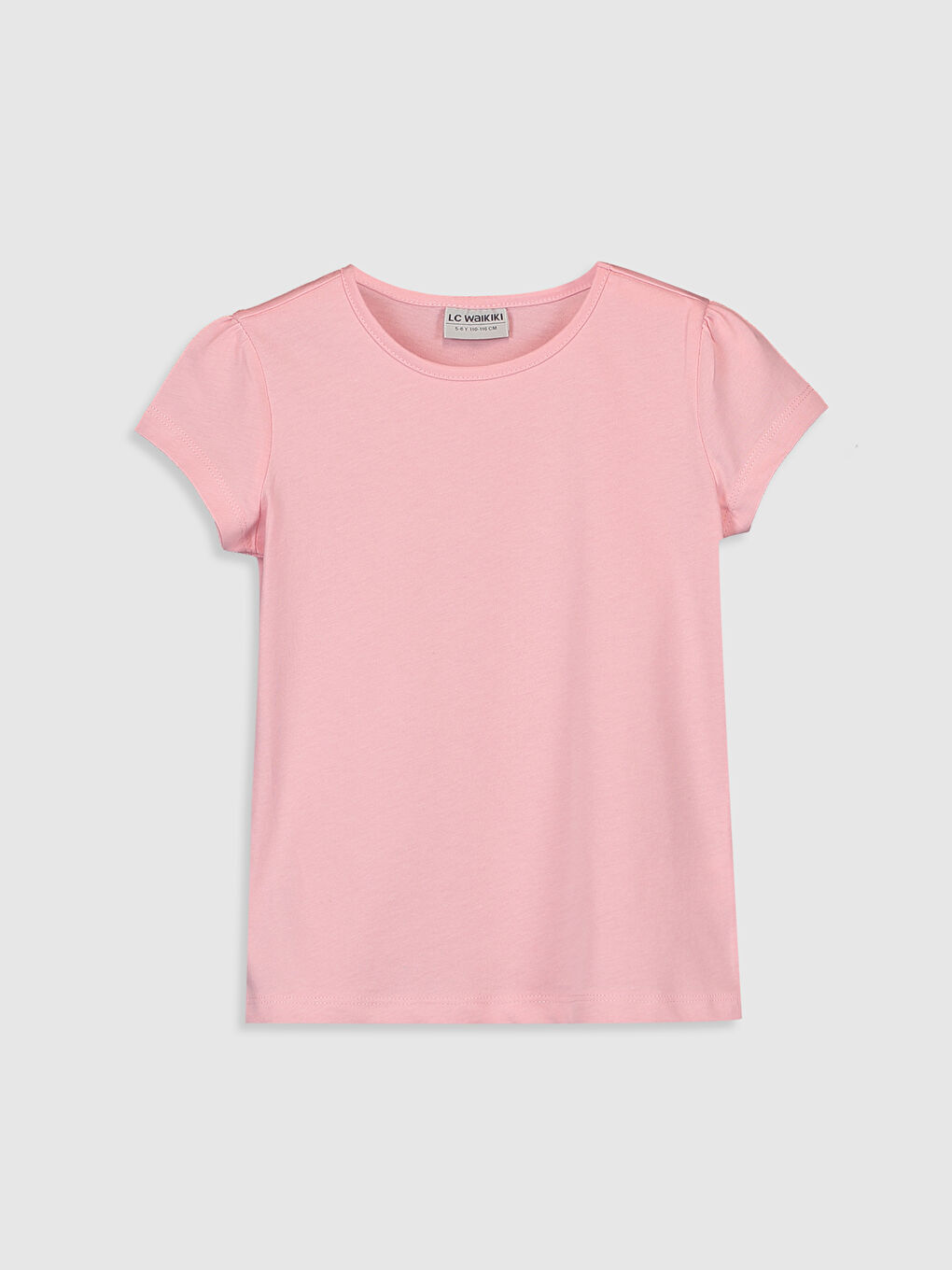 Pembe Bisiklet Yaka Basic Kısa Kollu Kız Çocuk Tişört