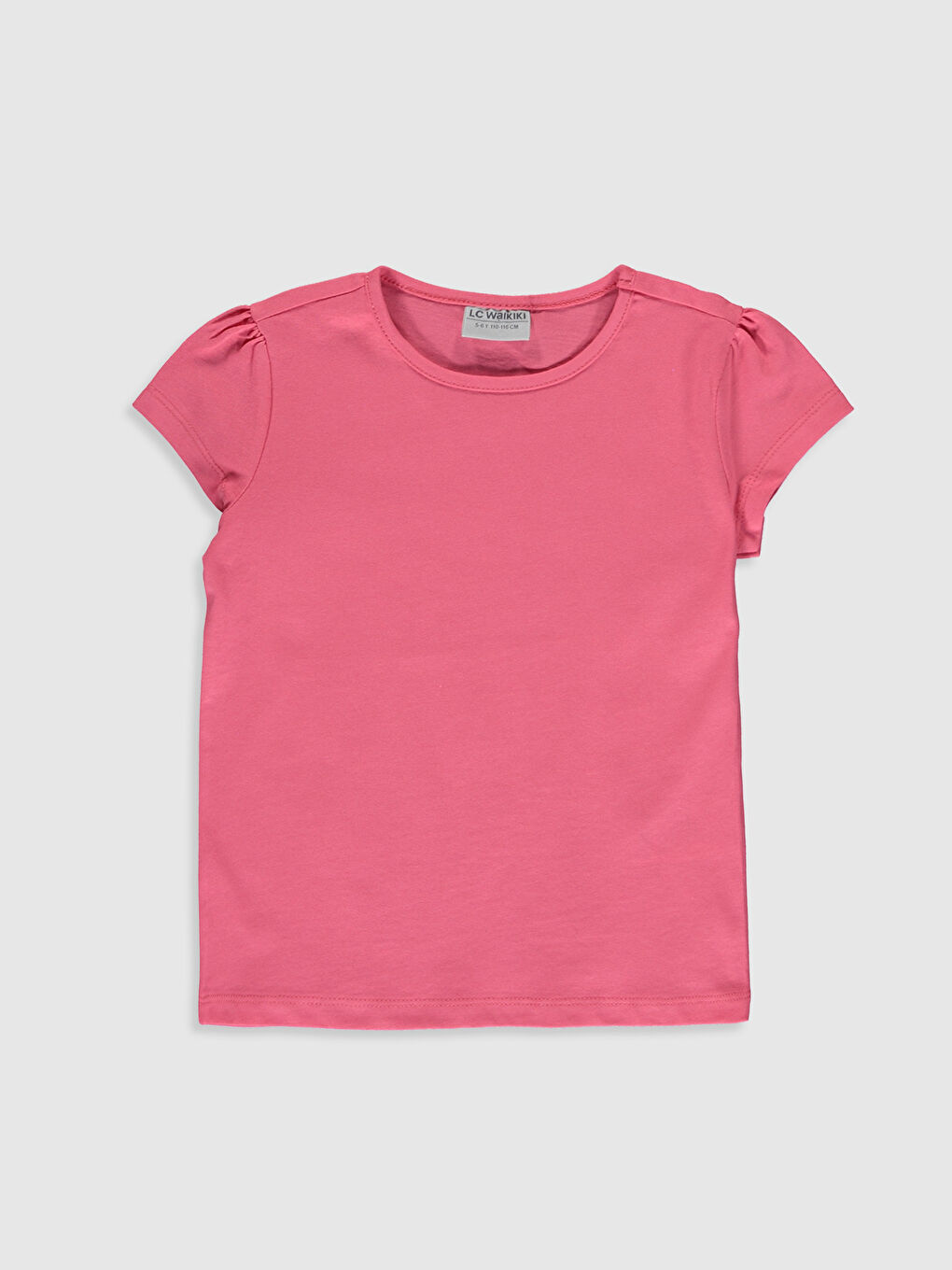 Pembe Bisiklet Yaka Basic Kısa Kollu Kız Çocuk Tişört