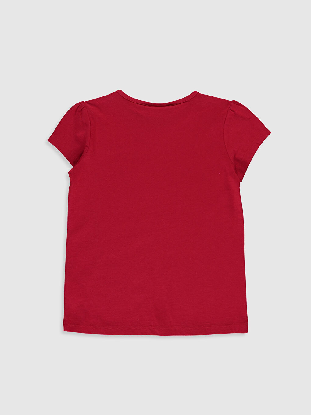 Kırmızı Bisiklet Yaka Basic Kısa Kollu Kız Çocuk Tişört-1
