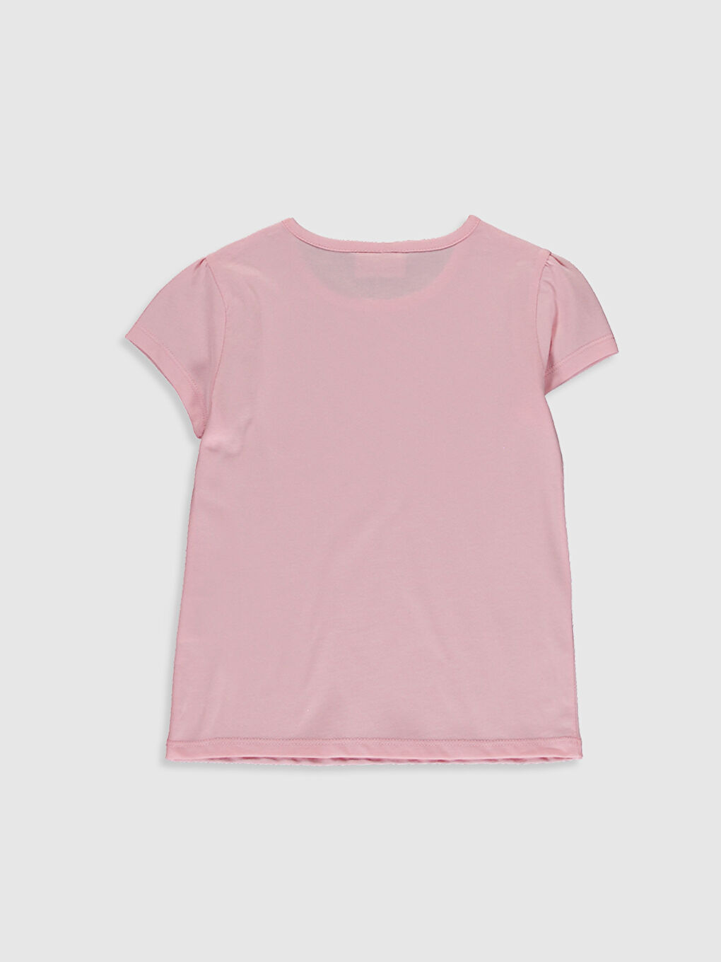 Pembe Kız Çocuk Pamuklu Basic Tişört-1