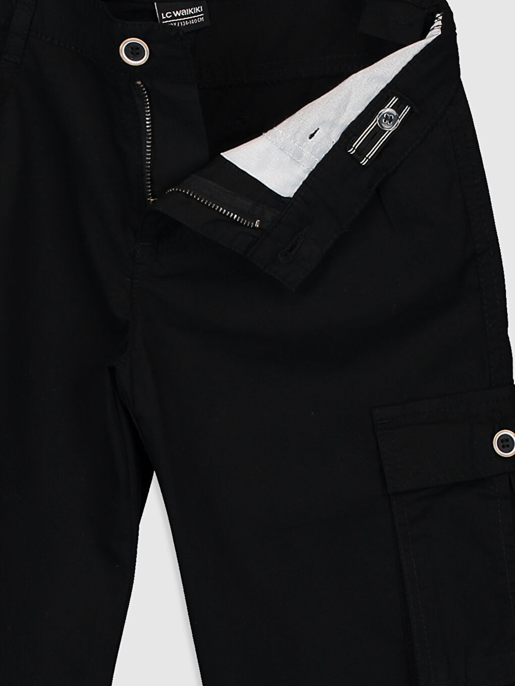 Siyah Basic Poplin Erkek Çocuk Kargo Roller-2