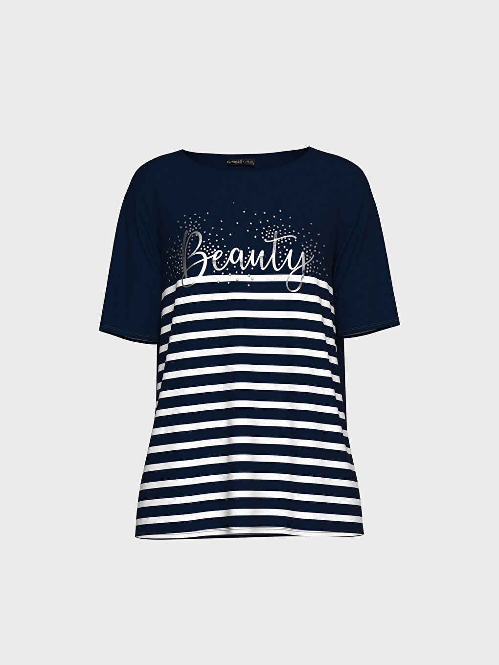 T-Shirt mit Buchstabenprint und Streifenmuster