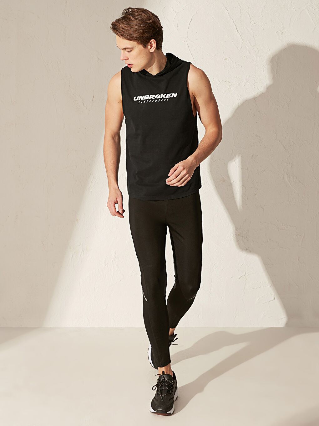 Siyah Penye Erkek Kolsuz Tişört-5