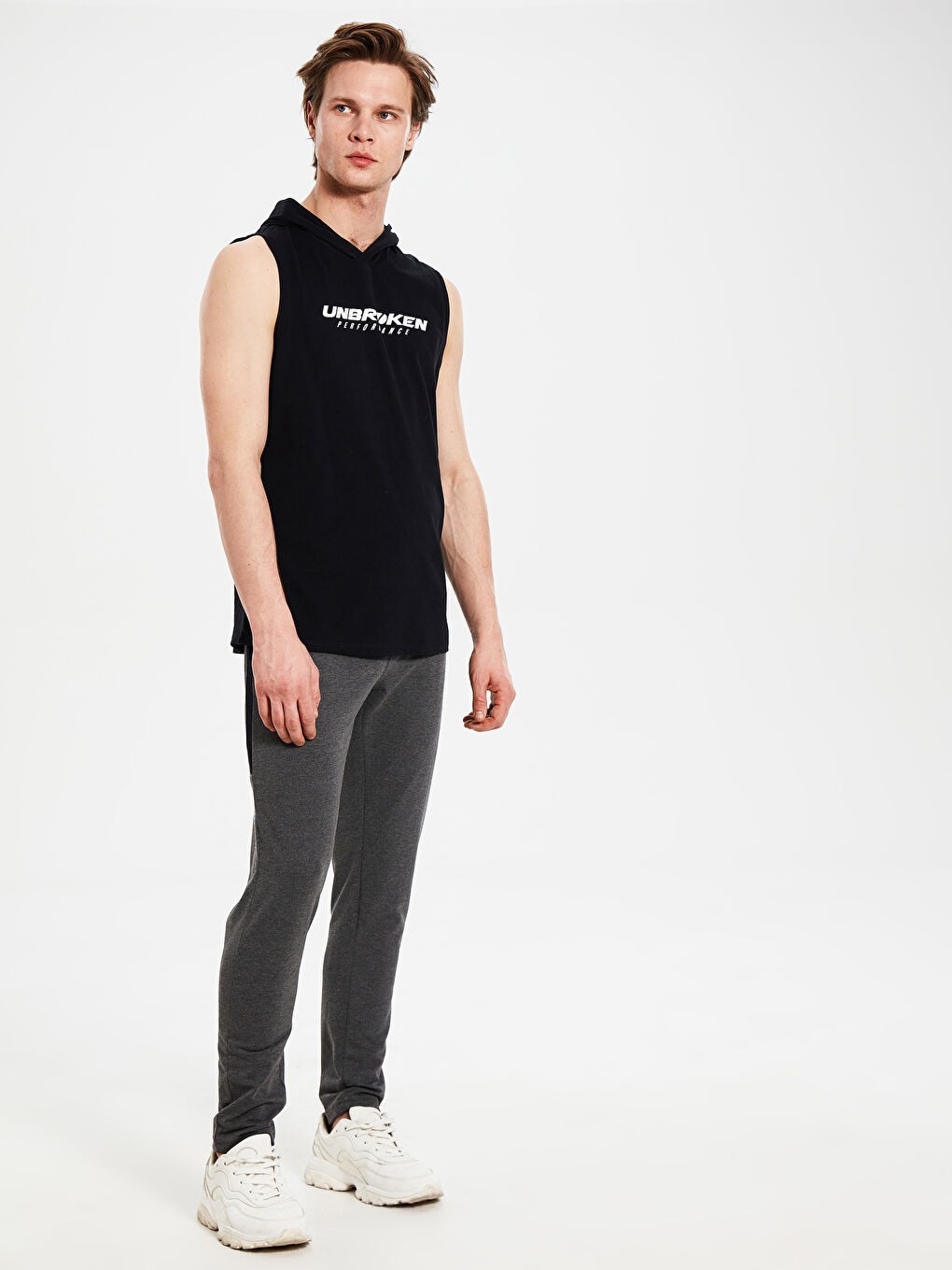 Siyah Penye Erkek Kolsuz Tişört-3