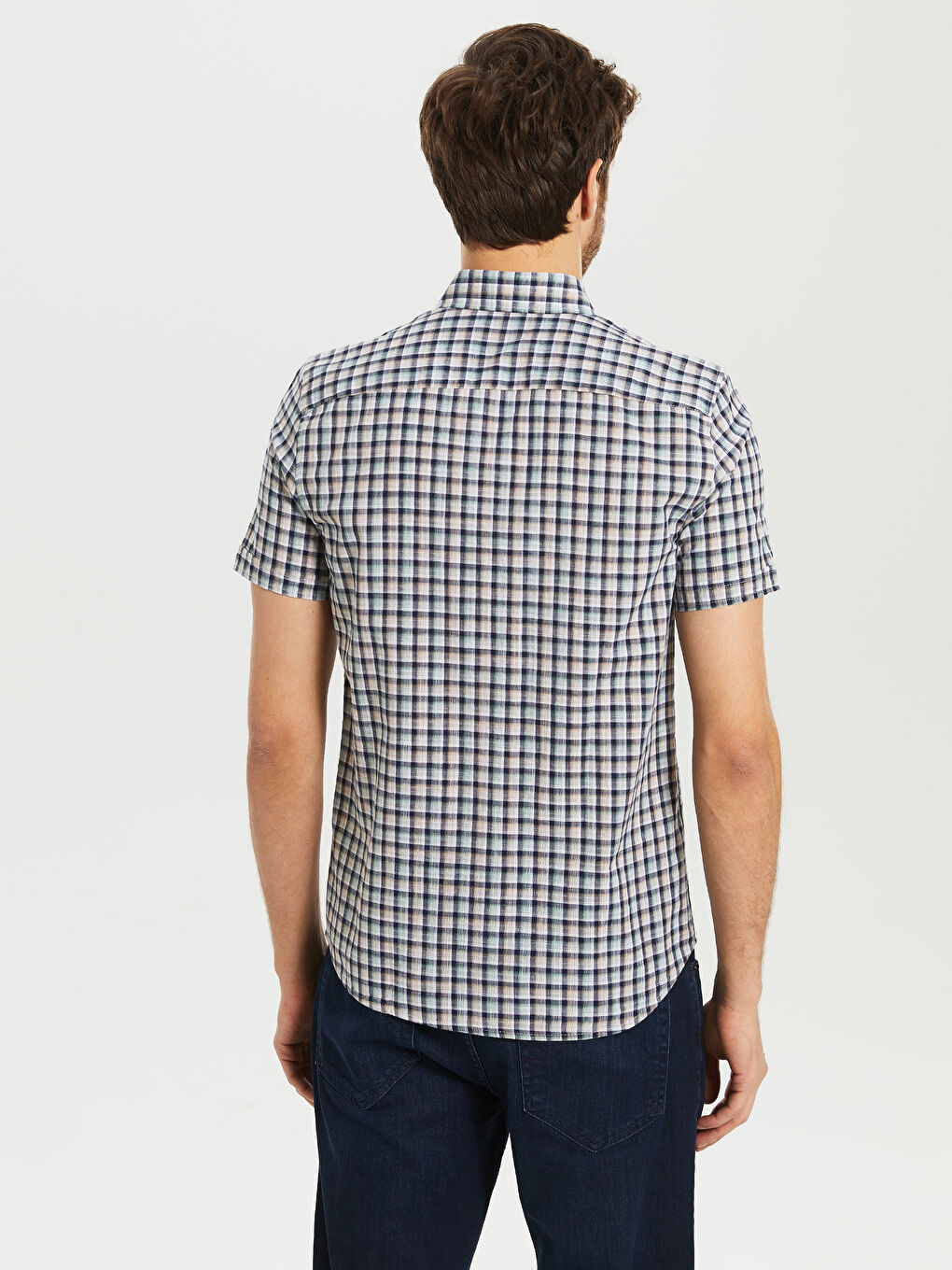 Yeşil Slim Fit Kısa Kollu Poplin Erkek Gömlek-2