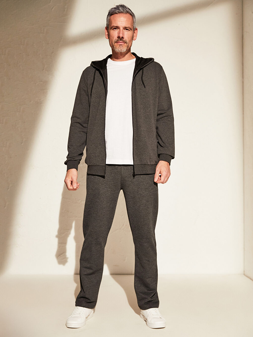 Antrasit Melanj Fermuarlı Sweatshirt-2