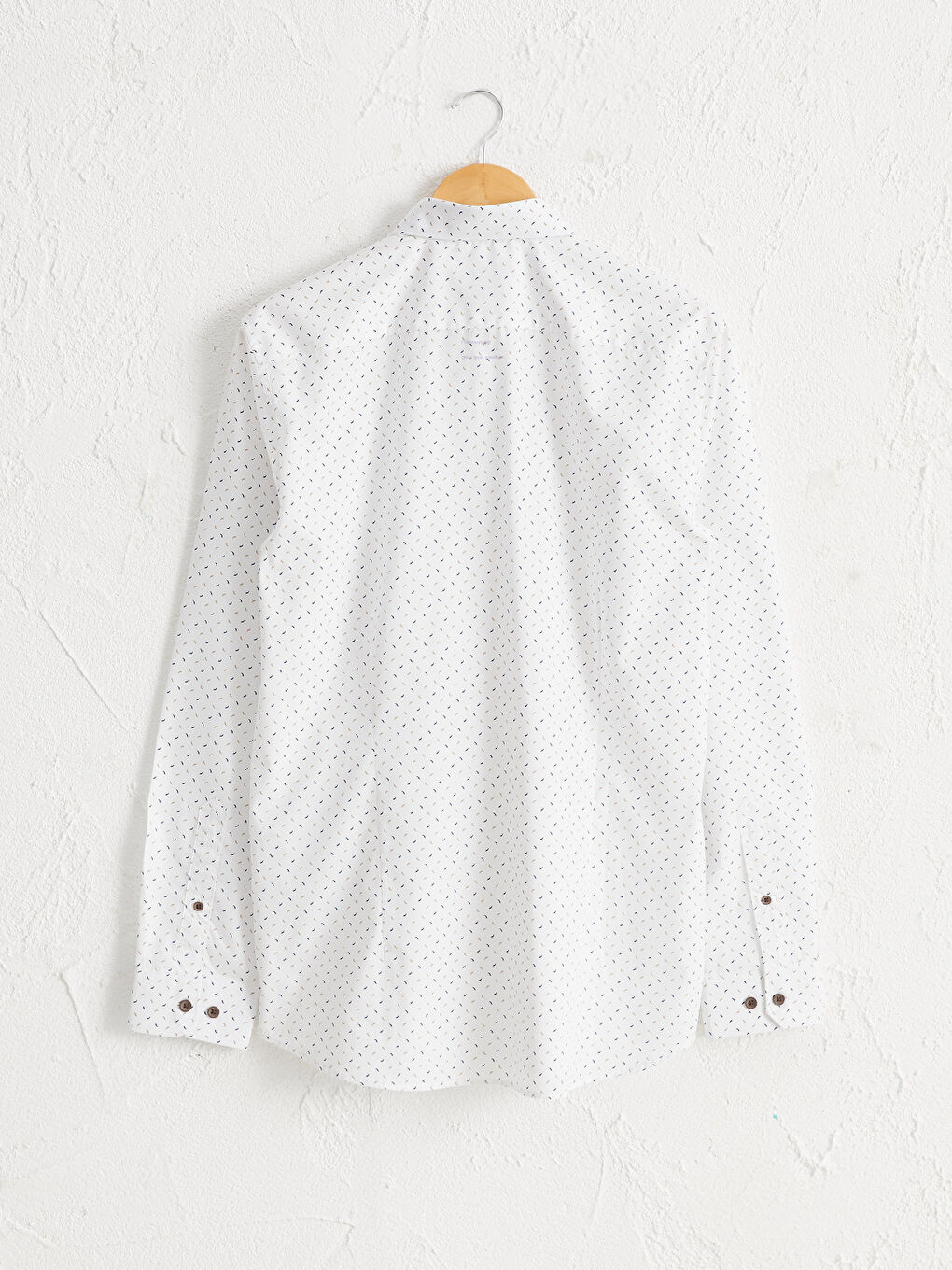 قميص بوبلين مطبوع كم طويل بقصة رفيعة-1