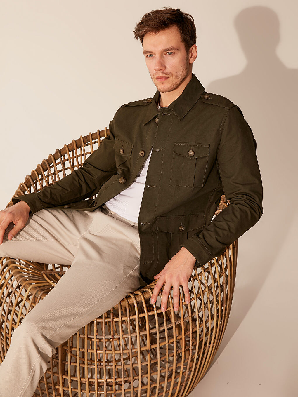 Haki Slim Fit İnce Erkek Mont-2