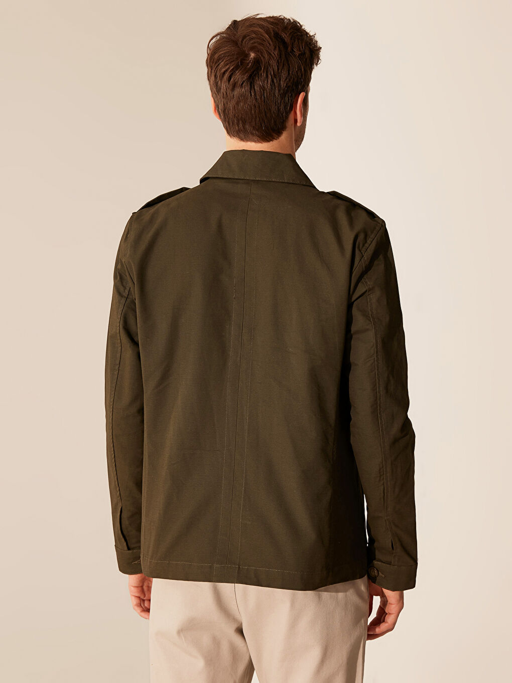 Haki Slim Fit İnce Erkek Mont-3