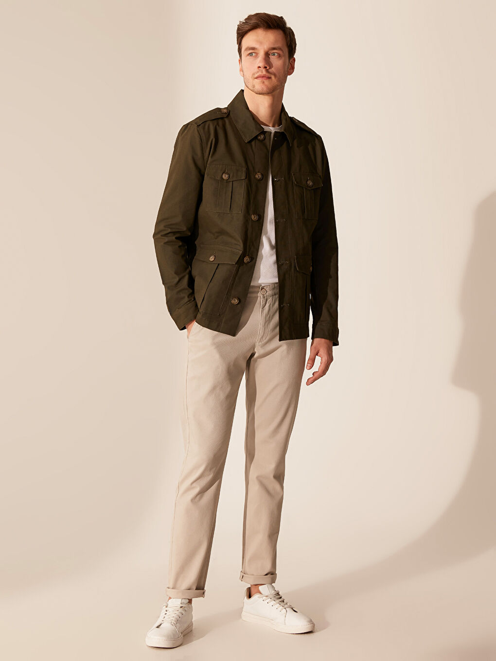 Haki Slim Fit İnce Erkek Mont-4