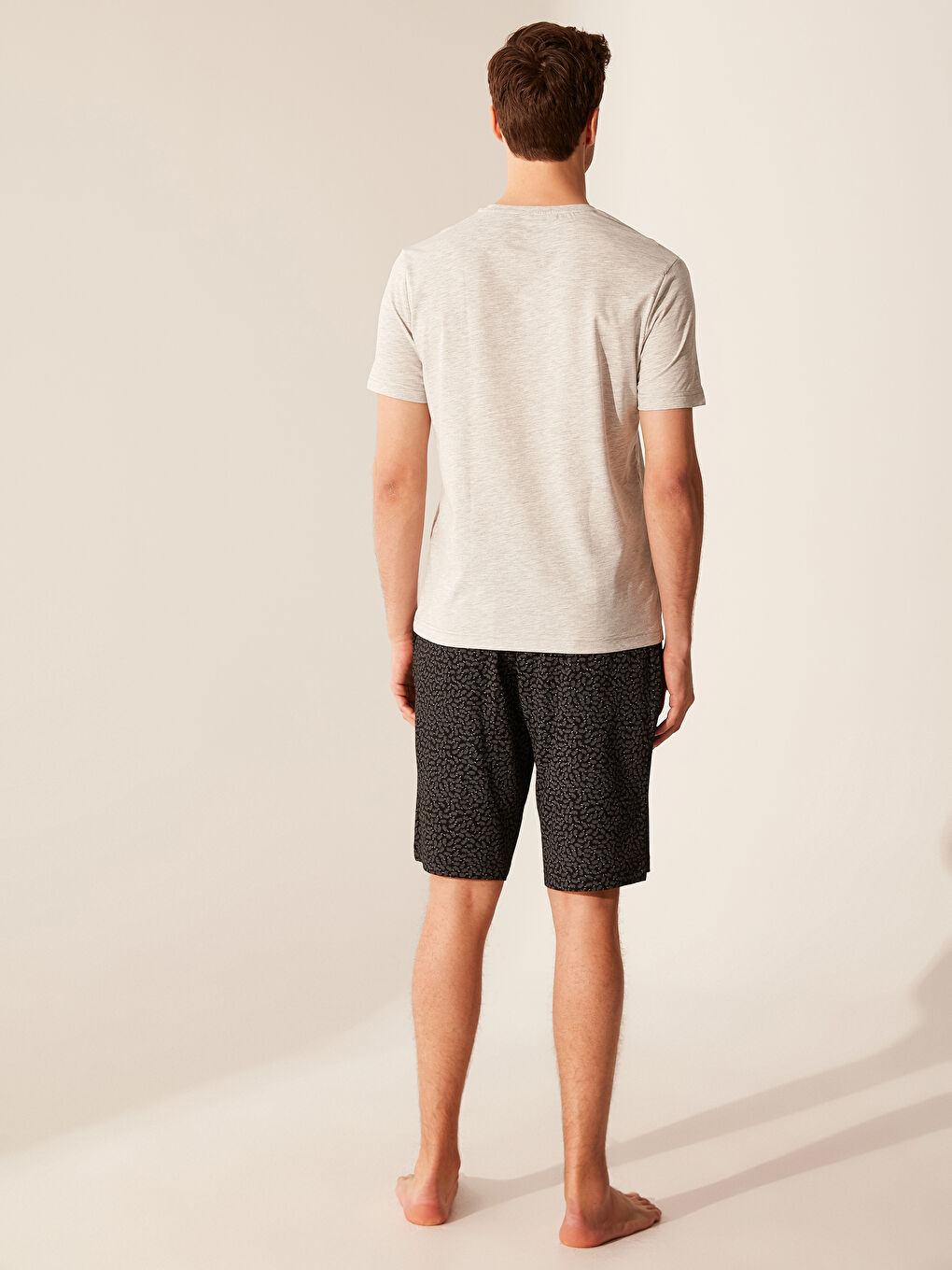 Siyah Standart Kalıp Erkek Şortlu Pijama Takımı-2