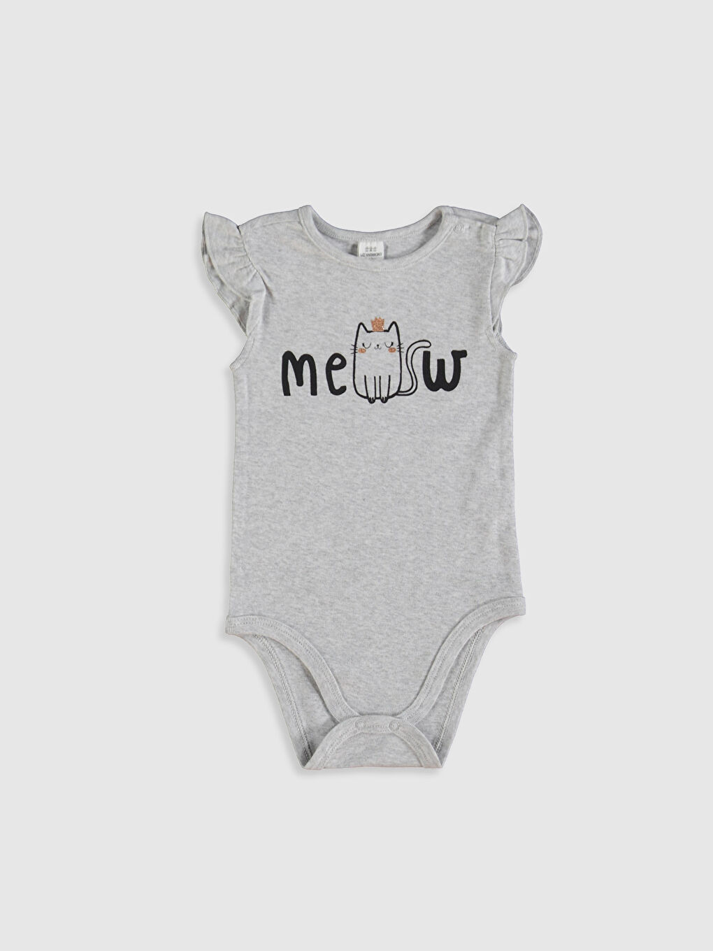 Beyaz Bisiklet Yaka Kısa Kollu Kız Bebek Çıtçıtlı Bodysuit 2'li-3