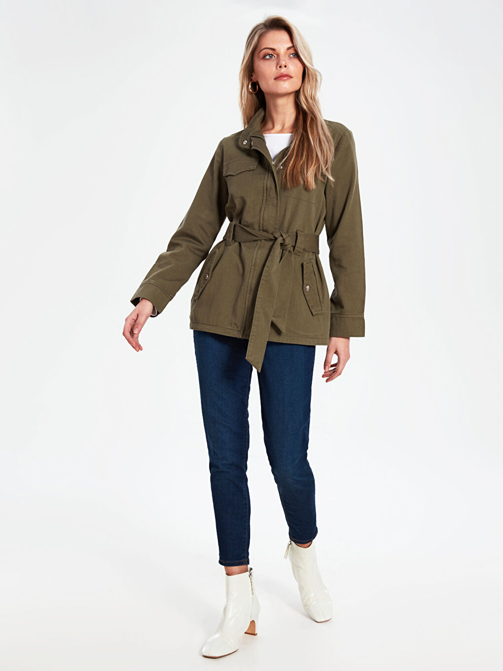 Пальто Женское Приталенное Длинное С Рукавом Монте Из Масла С Поясом-3