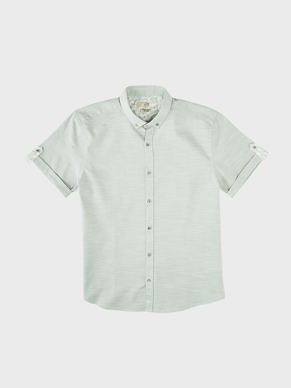 Рубашка слим фит из твила с коротким рукавом-1