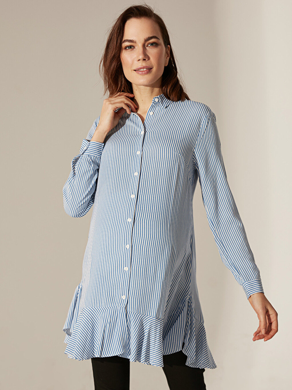Long Sleeve Maternity Shirt Tunic-3