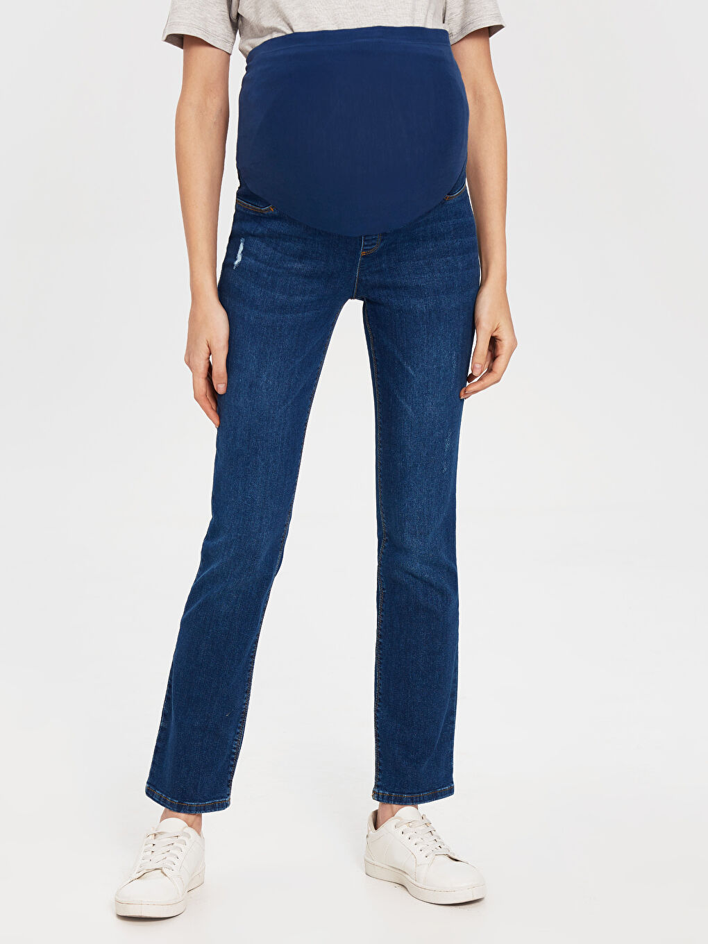 İndigo Standart Fit Hamile Jean Pantolon-4
