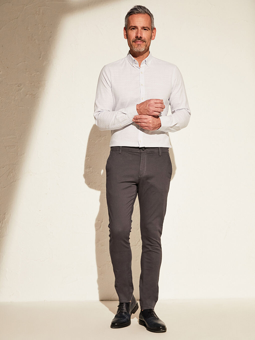 Extra Slim Fit Gabardine Chino Trousers-1