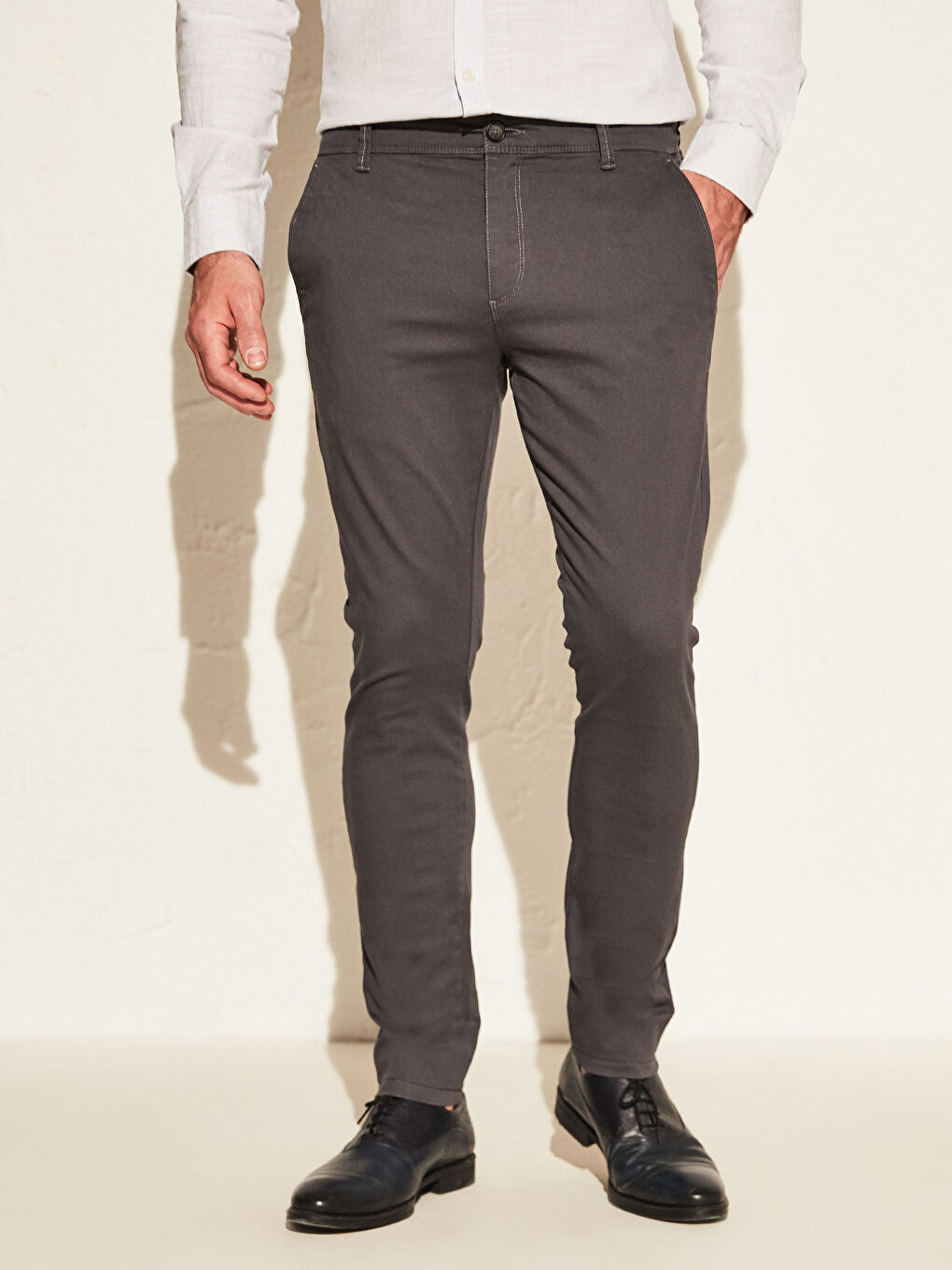 Extra Slim Fit Gabardine Chino Trousers-2