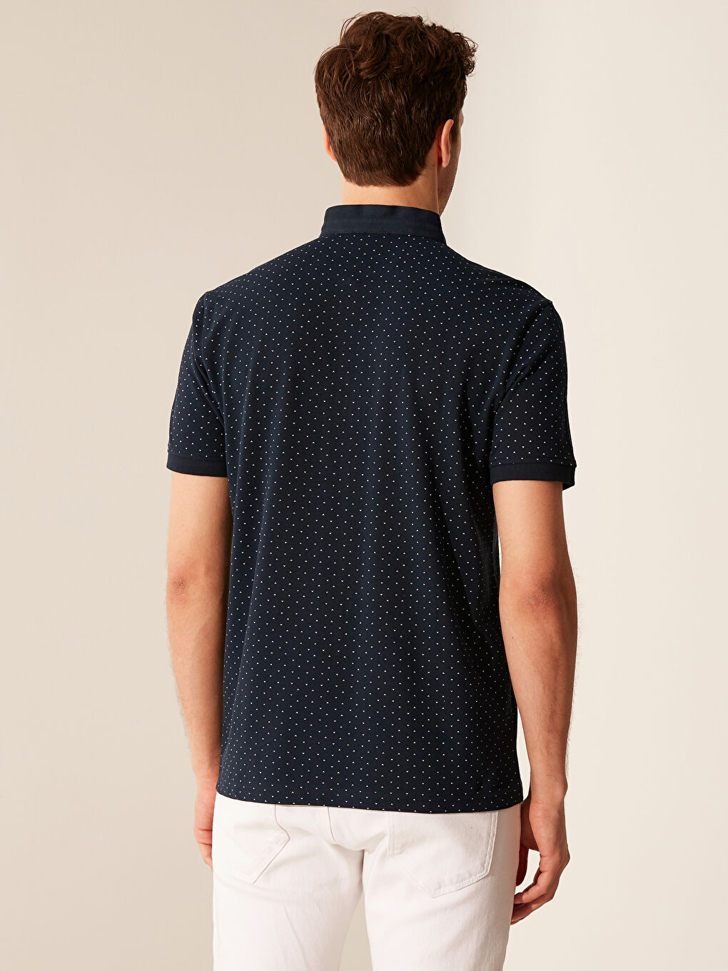 Футболка з коміром-стійкою, з принтом, короткий рукав-3