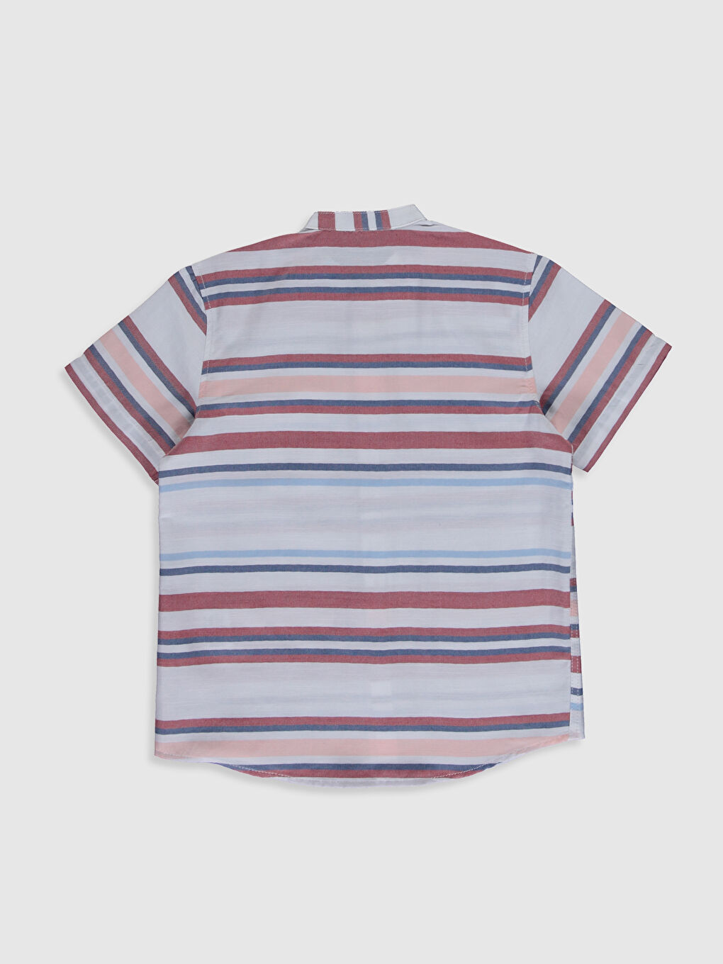 Grandad Collar Striped Short Sleeve Boys' Shirt-1