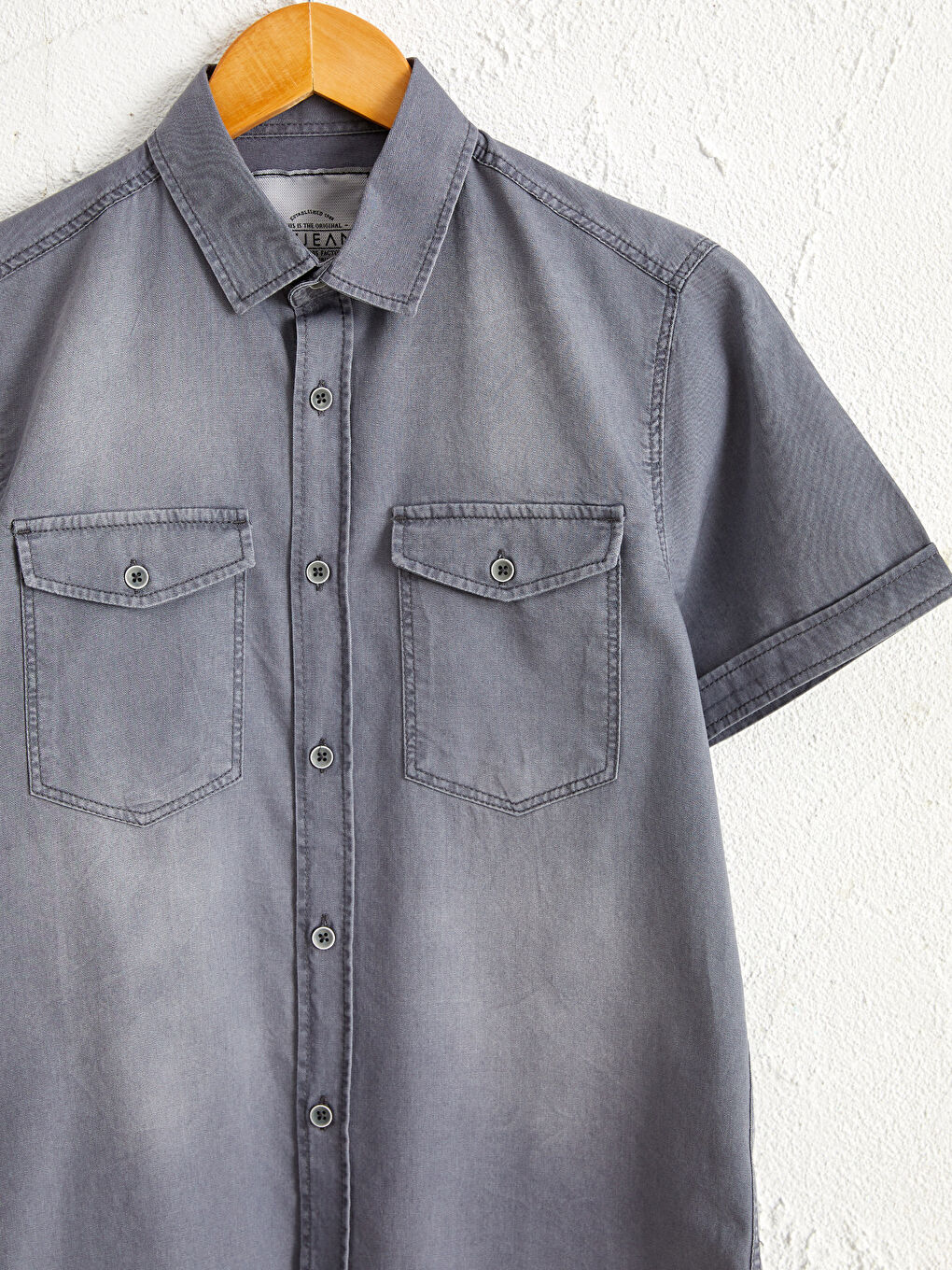 LCW Jeans Slim Fit Short Sleeve Jean Shirt -0S5090Z8-GRD