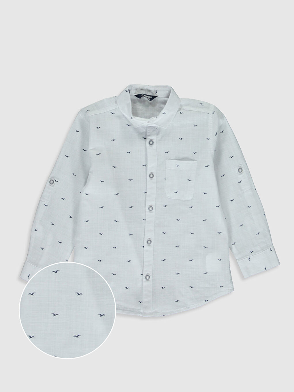 Beyaz Erkek Çocuk Desenli Gömlek-1