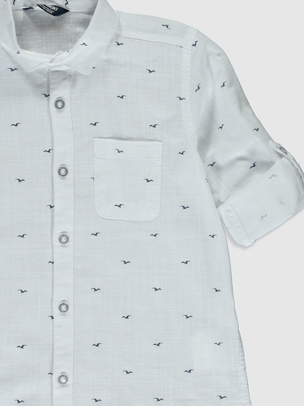 Beyaz Erkek Çocuk Desenli Gömlek-3