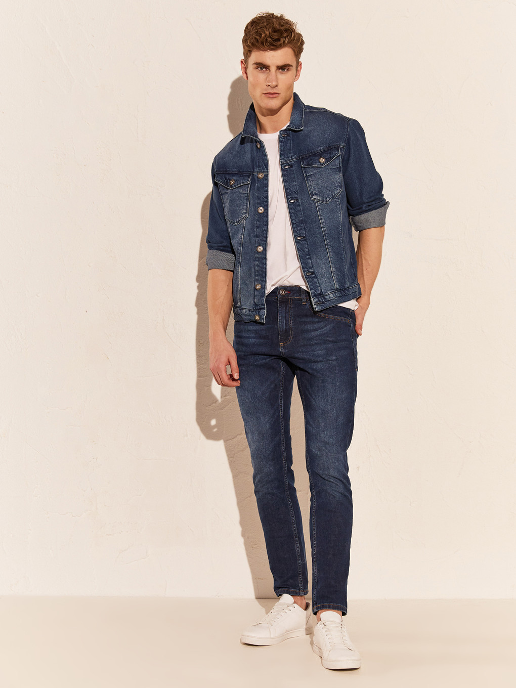 İndigo Standart Kalıp Erkek Jean Ceket-5