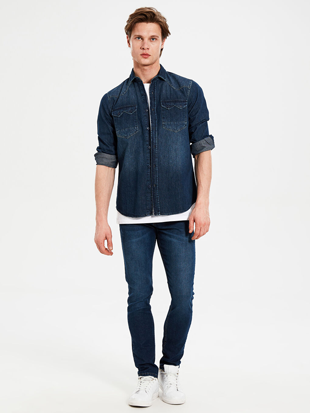 Slim Fit Men's Jean Shirt-3