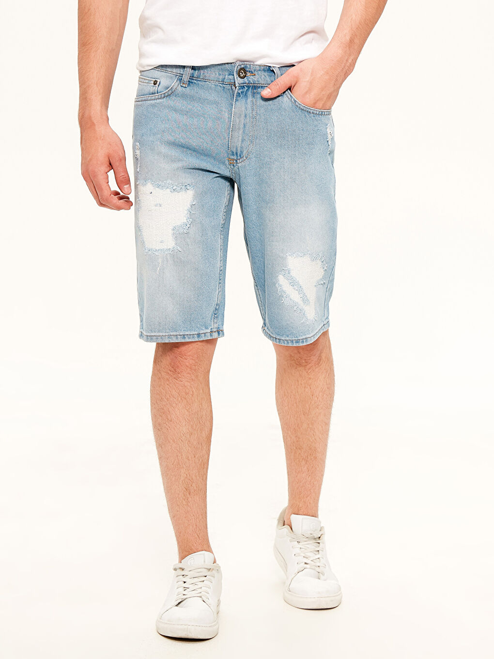 شورت دينيم عادي للرجال-2