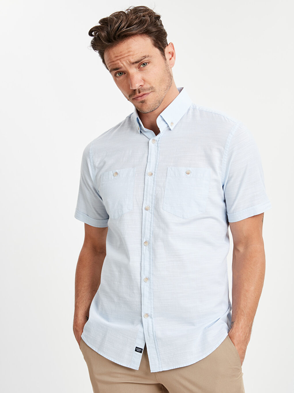 LCWAIKIKI Basic Regular Fit Short Sleeve Poplin Shirt -0S5740Z8-D2H