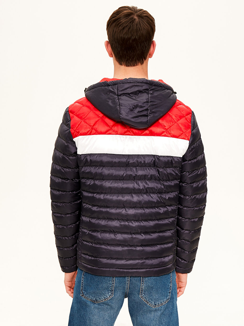 Lacivert Slim Fit Kapüşonlu Dik Yaka Erkek Şişme Mont-3