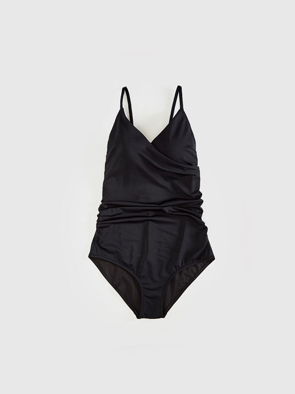 Siyah Kruvaze Yaka Askılı Kadın Mayo