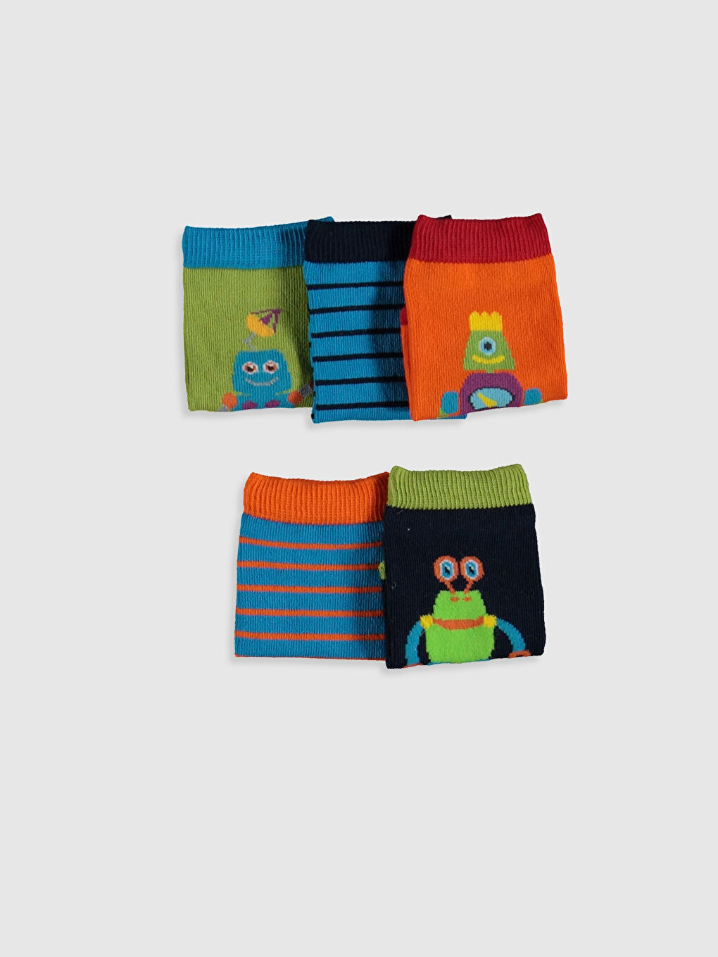 Karışık Desenli Erkek Çocuk Patik Çorap 5'li-4