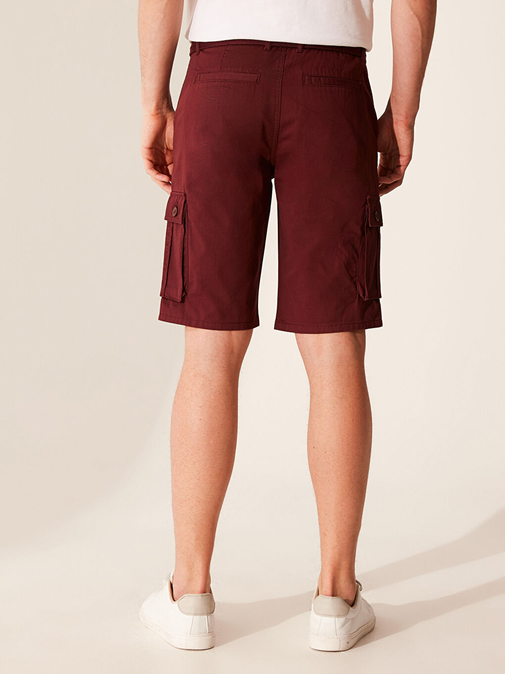 Regular Fit Cargo Pocket Gabardine Shorts-7
