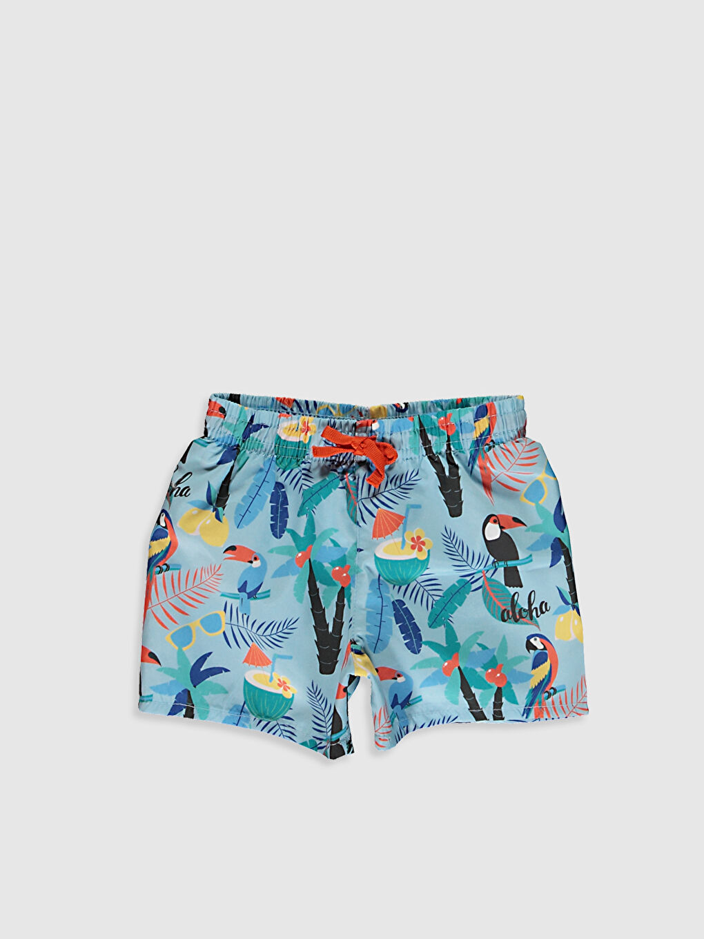 Açık Mavi Baskılı Yüzme Şort