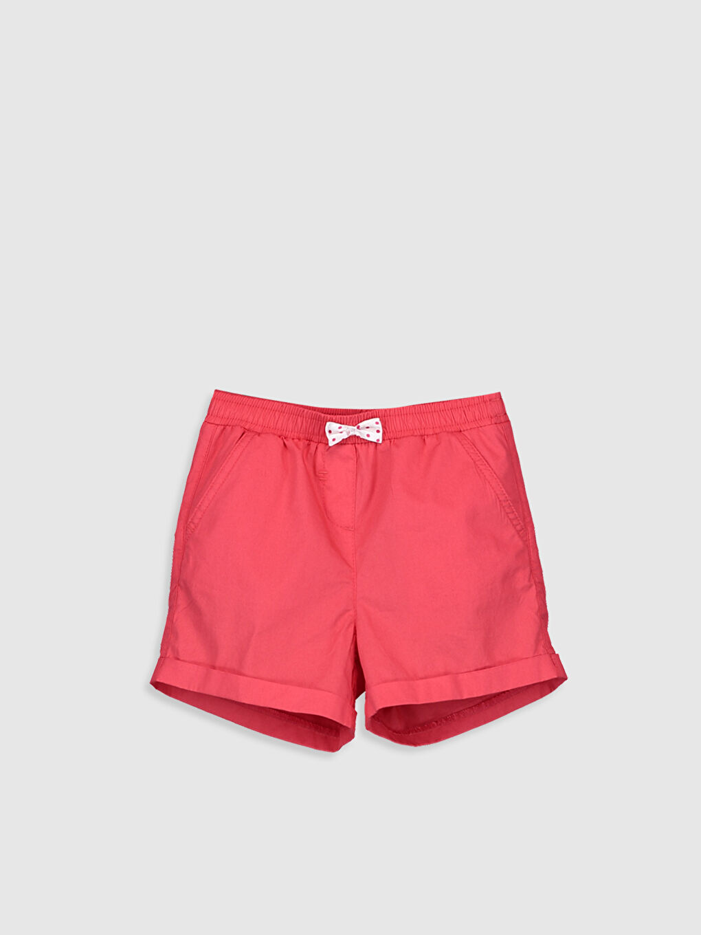 Kırmızı Basic Beli Lastikli Kız Çocuk Şort