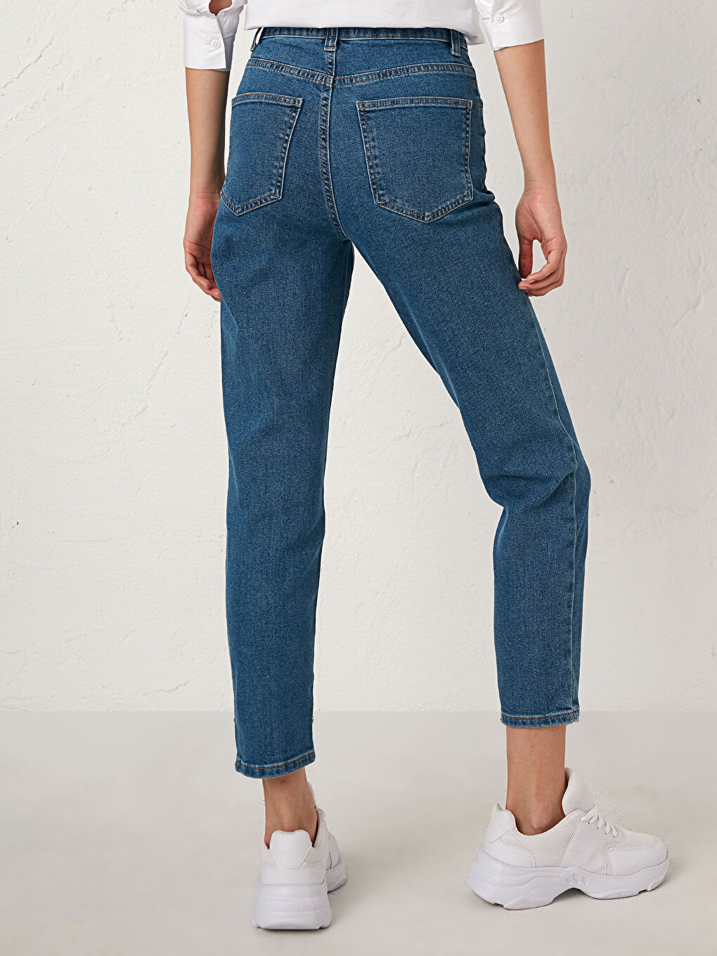 İndigo Yüksek Bel Slim Fit Kadın Jean Panolon Pantolon-2