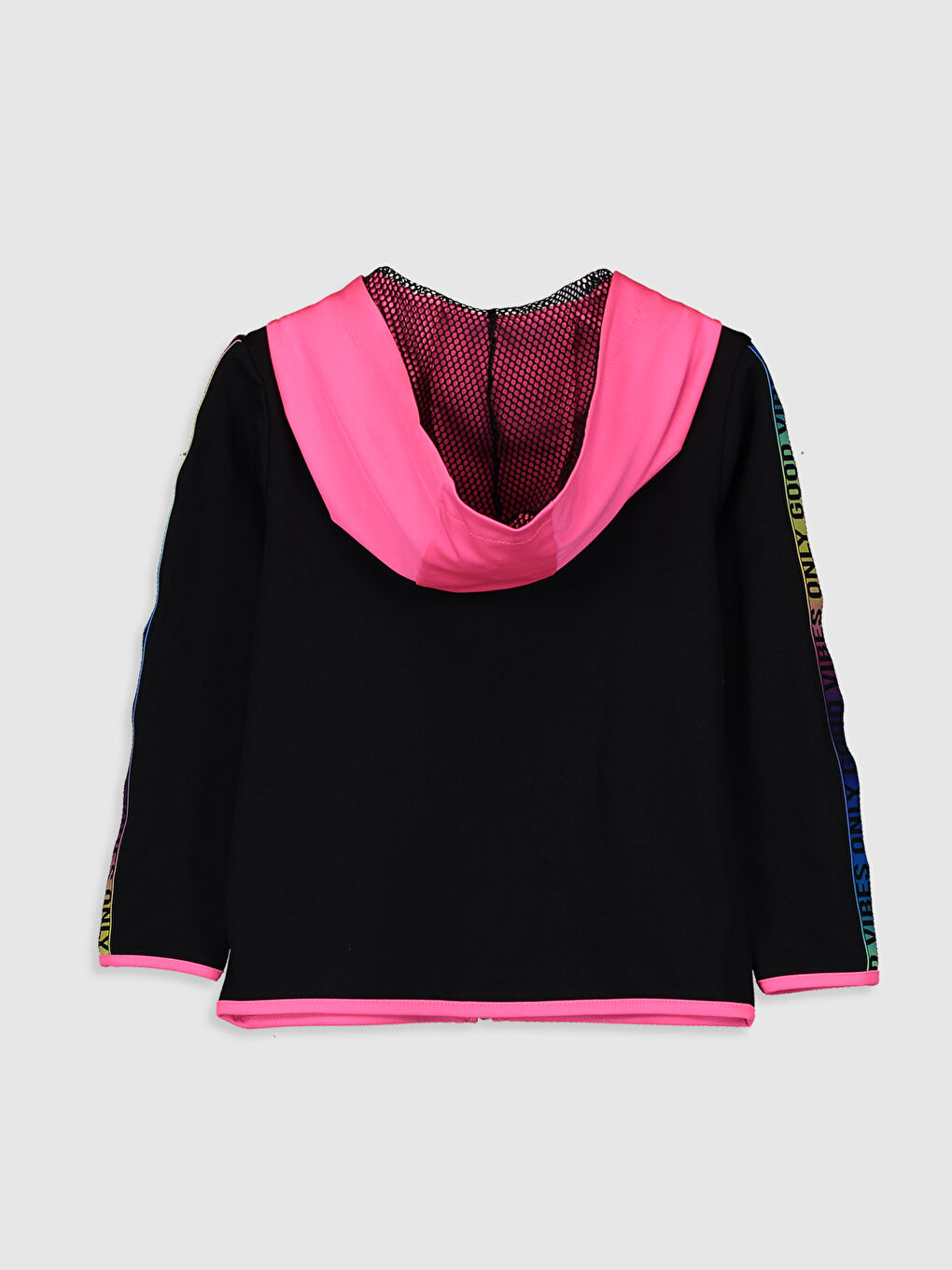 Siyah Kız Çocuk Fermuarlı Kapüşonlu Sweatshirt-3