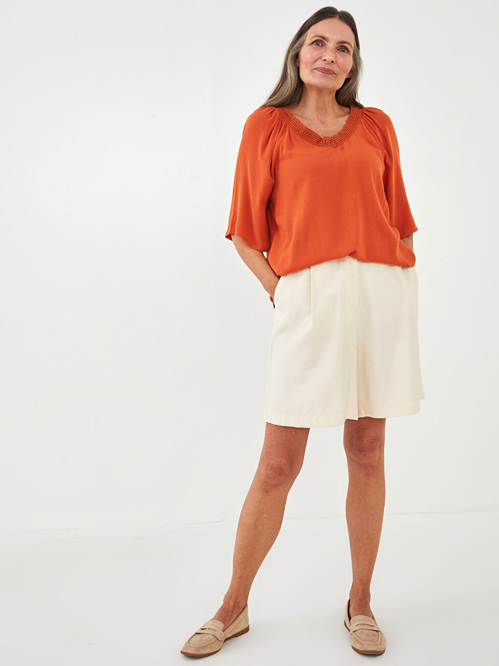 Advanced Half Sleeve Lace Blouse Women Viscose-3